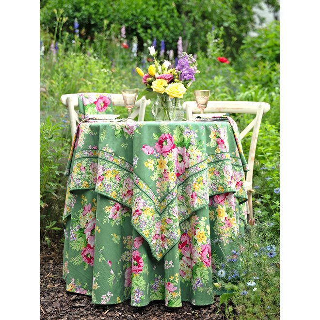 Charming Jade Green 88" Round Tablecloth
