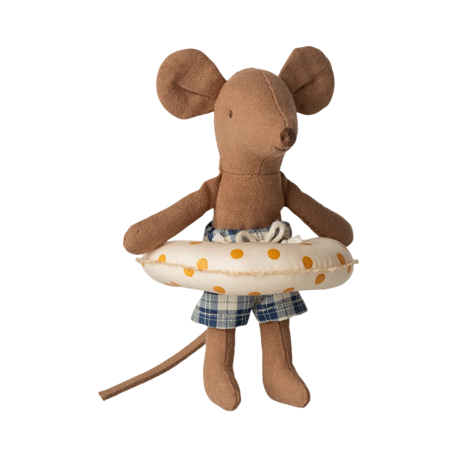 Beach Mouse With Float, Little Brother -  Yellow Dots
