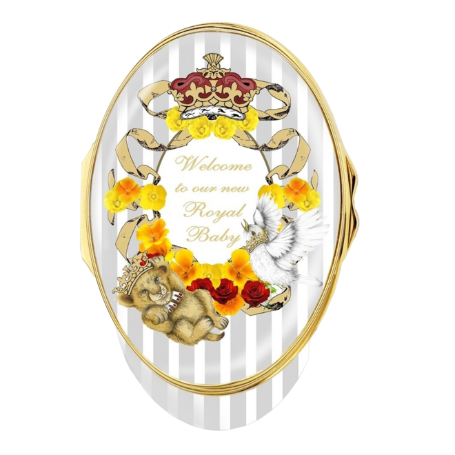 Welcome to Our New Royal Baby Sussex Enamel Trinket Box
