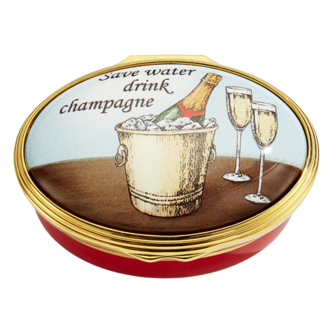 Save Water, Drink Champagne Enamel Trinket Box