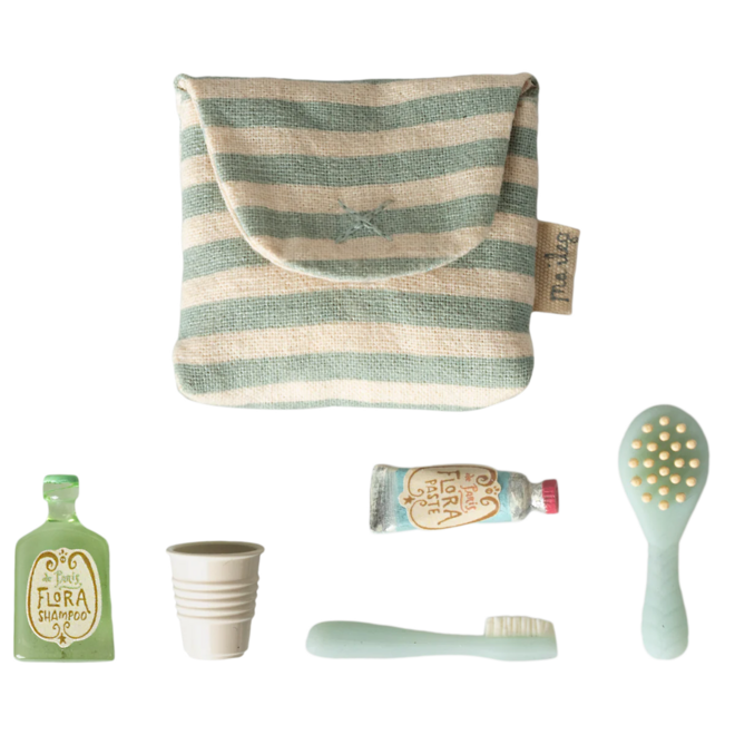 Toothbrush Set in Bag, Mouse - Blue Stripe