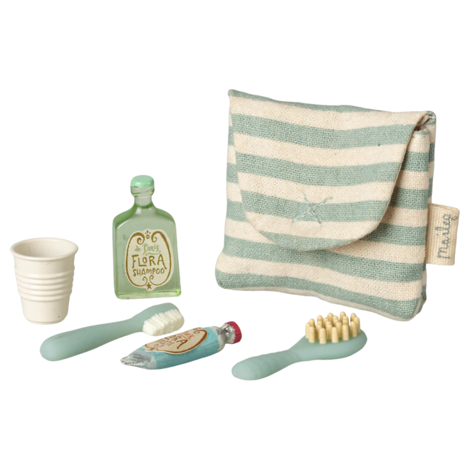 Toothbrush Set in Bag, Mouse - Blue Stripe