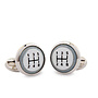 Gear Stick Round Palladium Cufflinks