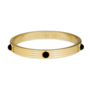 Ribbed Cabochon Black & Gold Bangle