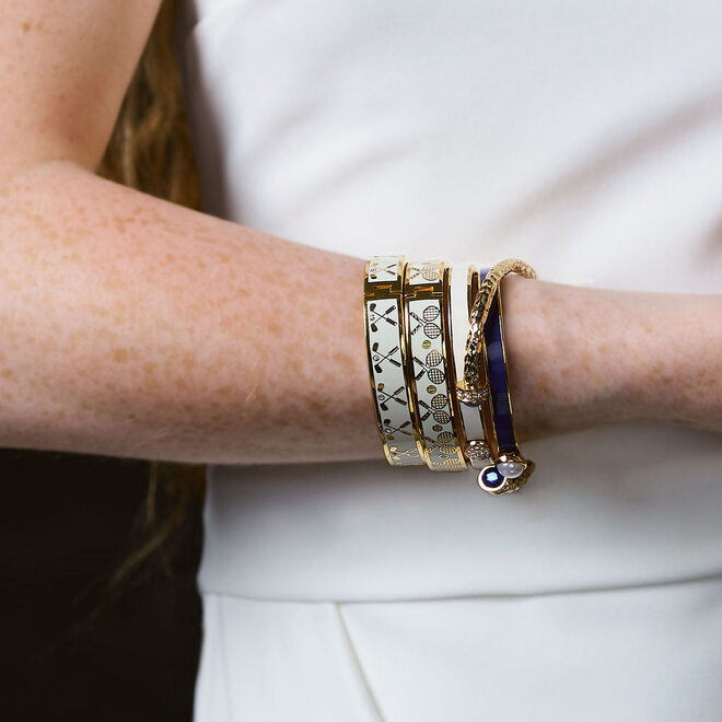 Tennis Racket & Ball Cream Hinged Bangle
