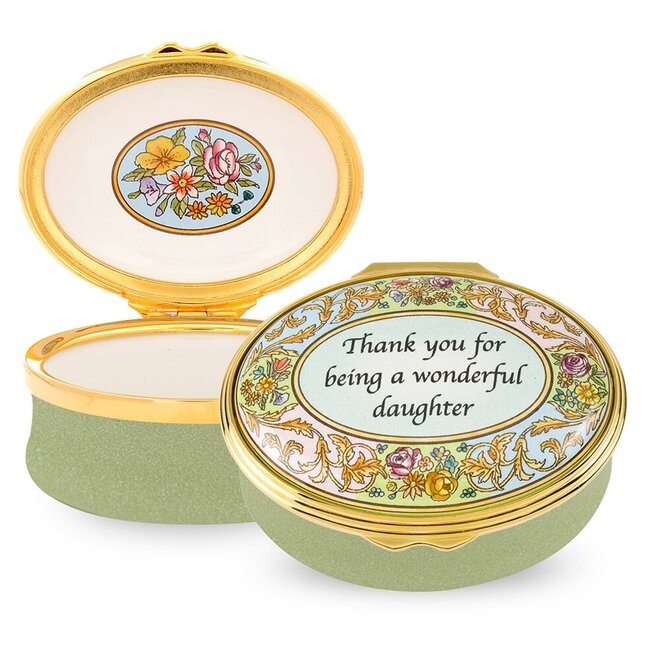 Wonderful Daughter Green Enamel Trinket Box