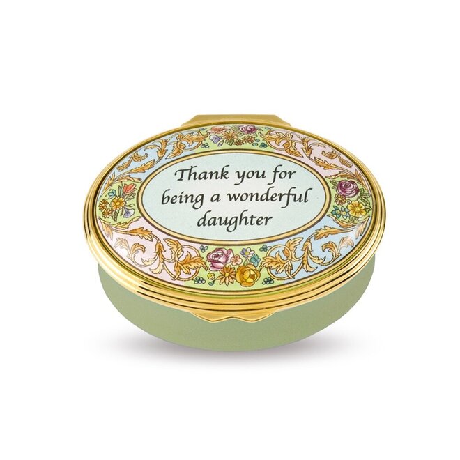 Wonderful Daughter Green Enamel Trinket Box
