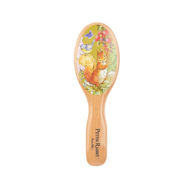 Kent PR02 Peter Rabbit Squirrel Nutkin Nylon Bristle Mix & Beechwood Small Hairbrush