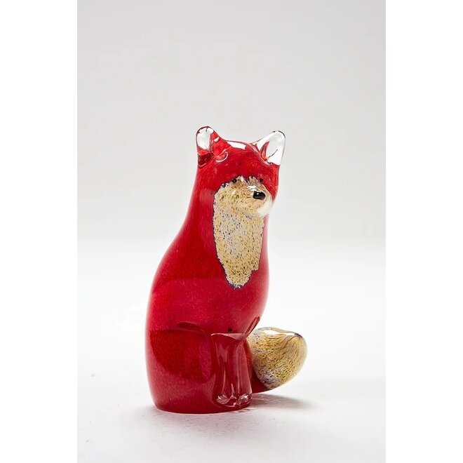 Small Glass Sitting Fox Figurine