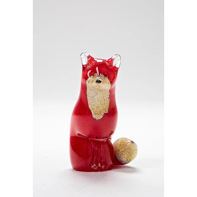 Small Glass Sitting Fox Figurine