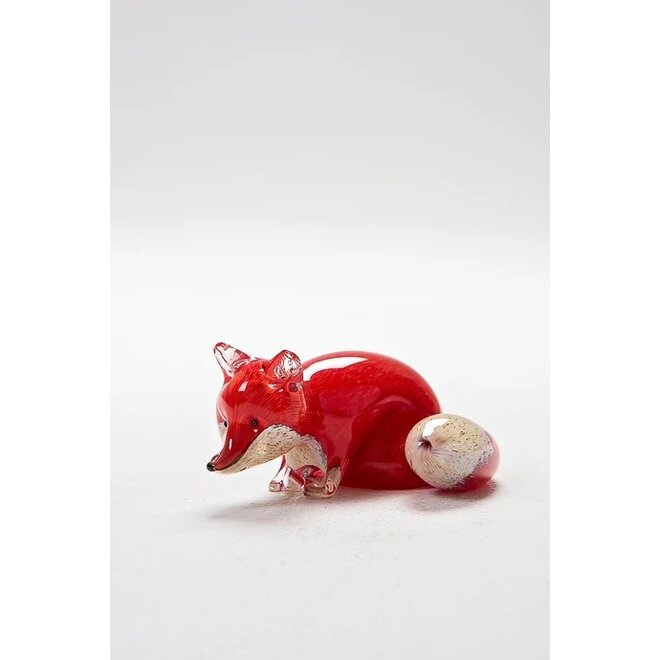 Small Glass Stalking Fox Figurine