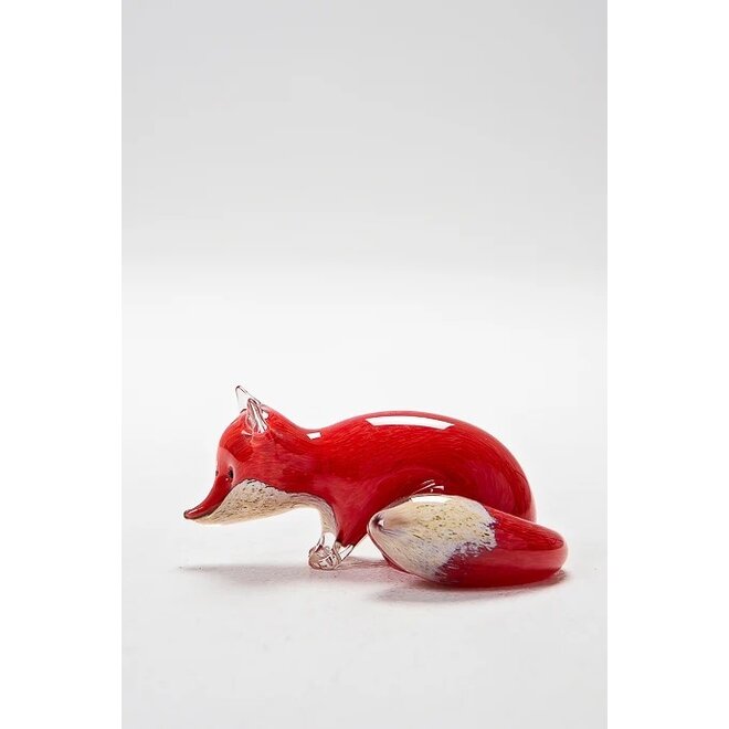 Small Glass Stalking Fox Figurine
