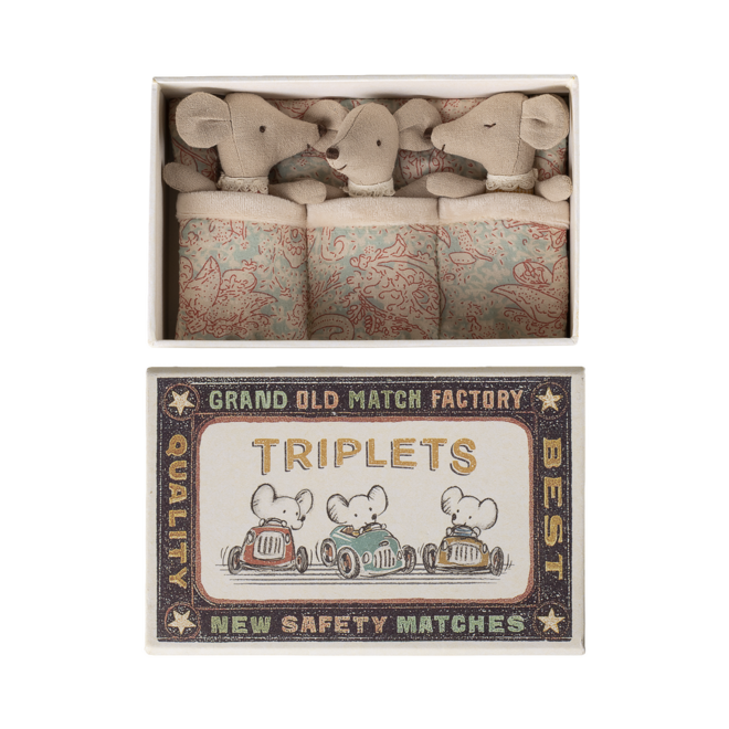 Triplets, Baby Mice in Match Box- Checker