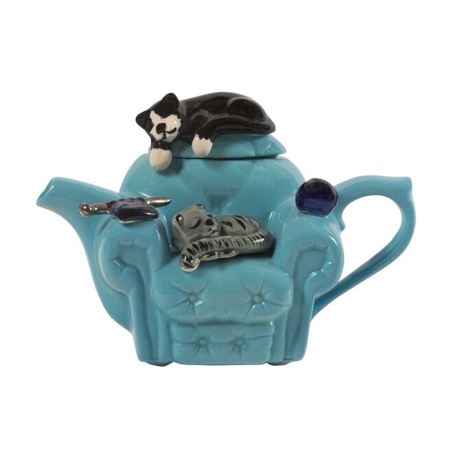 Cats on Chair Blue One Cup Teapot
