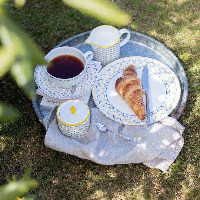 Ripple Sugar Bowl in Yellow & Blue