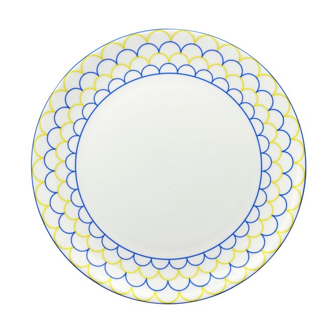 Ripple Tea Plate in Yellow & Blue