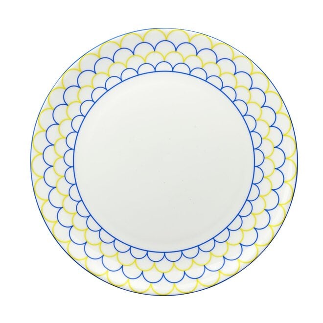 Ripple Tea Plate in Yellow & Blue