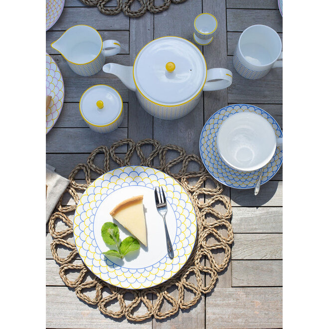 Ripple Tea Plate in Yellow & Blue