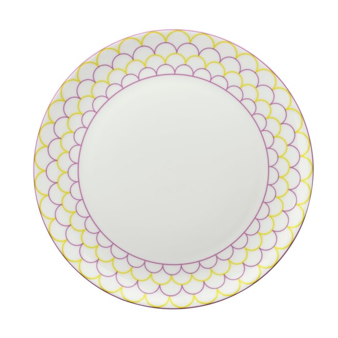 Ripple Tea Plate in Pink & Yellow