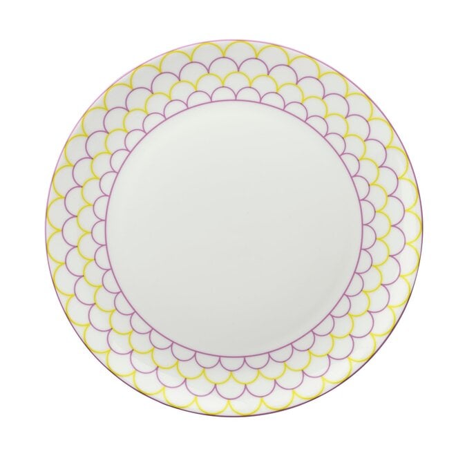Ripple Tea Plate in Pink & Yellow