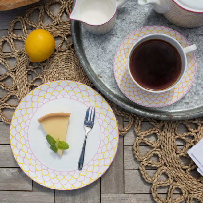 Ripple Tea Plate in Pink & Yellow