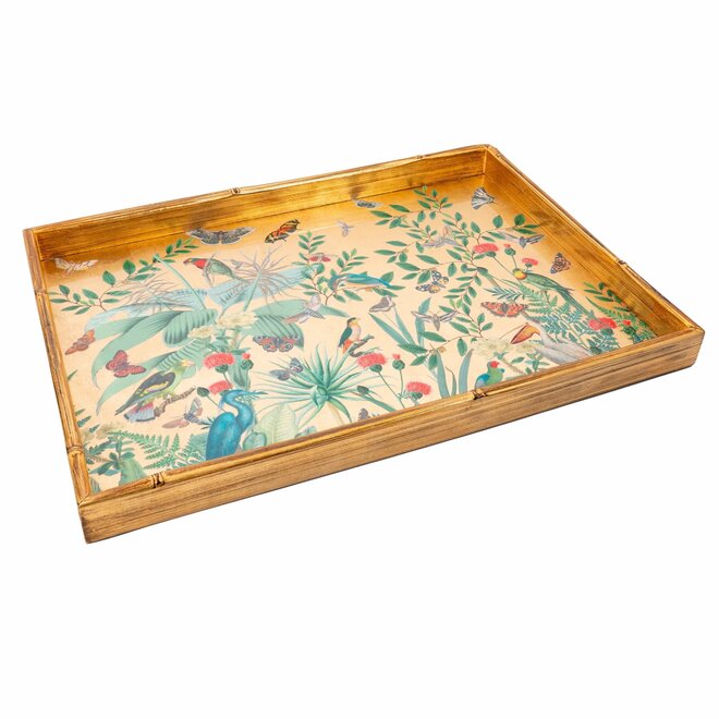 Golden Aviary Lacquer Rectangle Tray