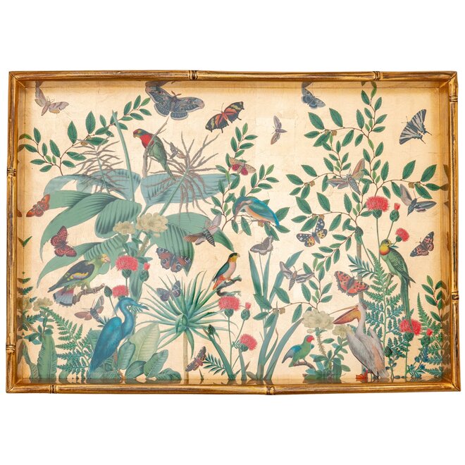 Golden Aviary Lacquer Rectangle Tray