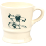 White Ceramic “A” Shave Mug (Green Razor & Brush Image)
