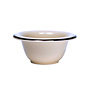 Ceramic Shave Bowl, Cream Porcelain with Silver Rim