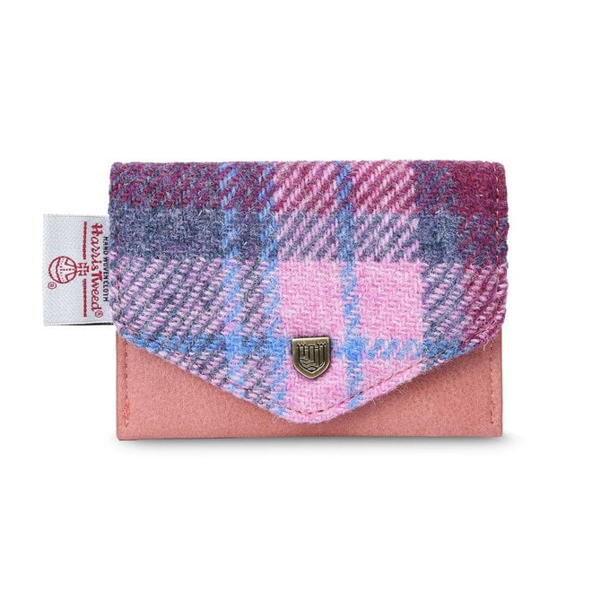 Harris Tweed Pink & Blue Tartan Card Wallet