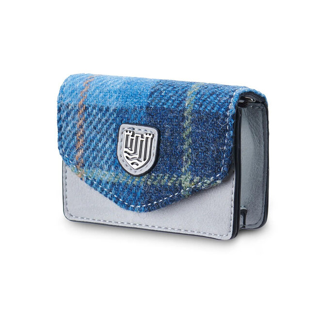 Harris Tweed Blue Tartan Card Case