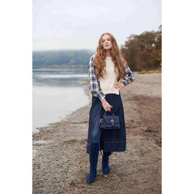 Harris Tweed Navy Over-Check Melrose Crossbody