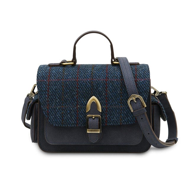 Harris Tweed Navy Over-Check Melrose Crossbody