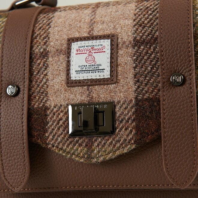 Harris Tweed Chestnut Tartan Leather Medium Satchel