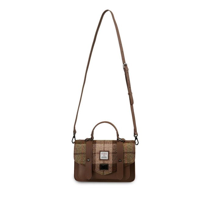 Harris Tweed Chestnut Tartan Leather Medium Satchel