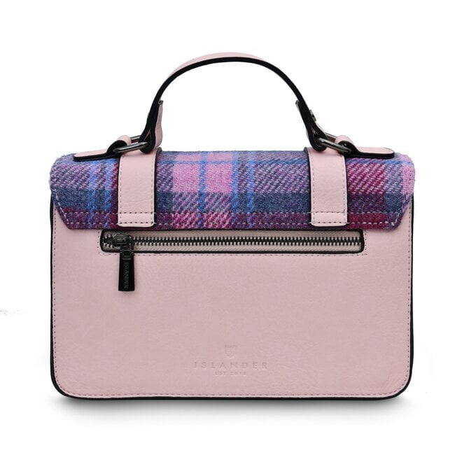 Harris Tweed Pink & Blue Tartan Medium Satchel