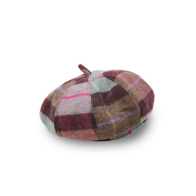 Harris Tweed Pink & Green Tartan Lambswool Bunnet