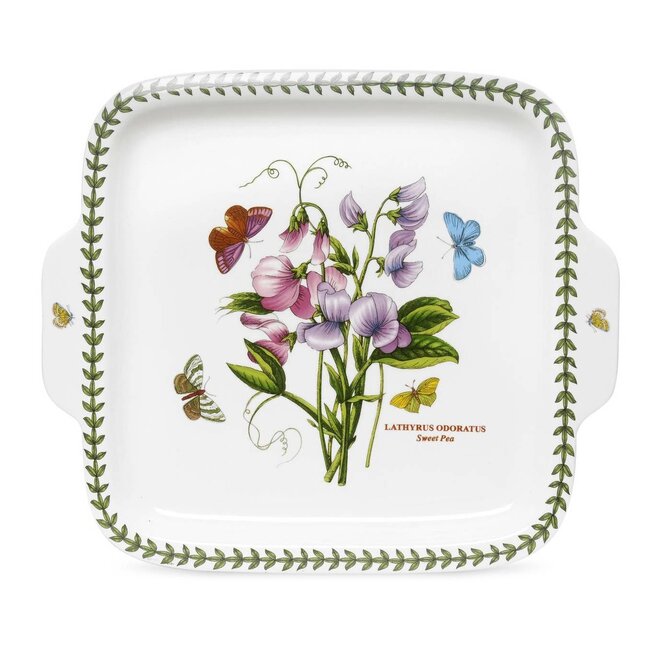 Botanic Garden Square Dessert Dish with Handle (Sweet Pea)