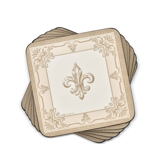 Fleur de Lys Taupe & Gold Coasters