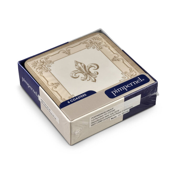 Fleur de Lys Taupe & Gold Coasters