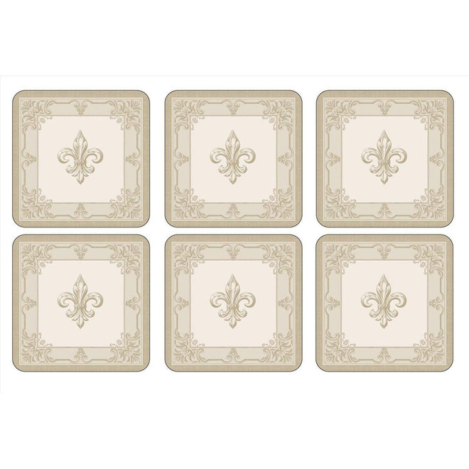 Fleur de Lys Taupe & Gold Coasters