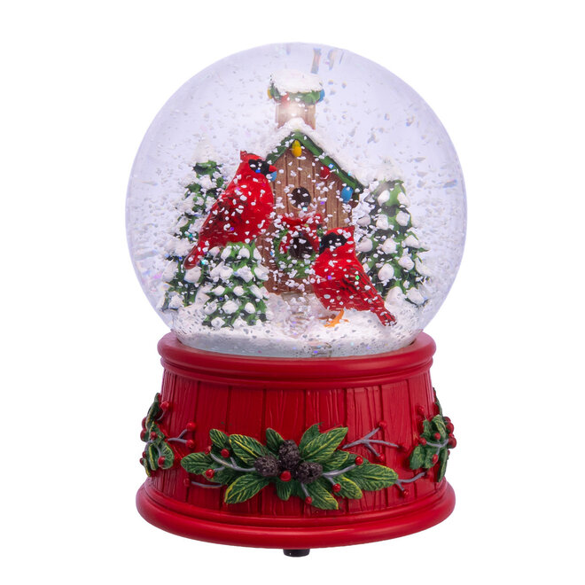 Cardinal Musical Snow Globe
