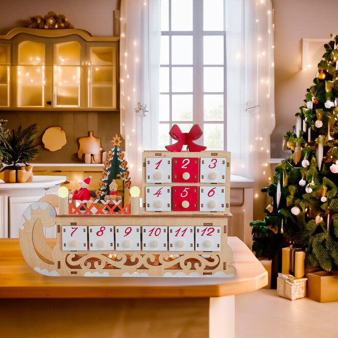 LED Santa Sleigh Advent Calendar