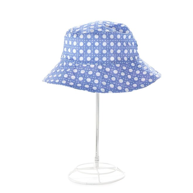 Cool Blues Block Printed Reversible Cotton Sun Hat