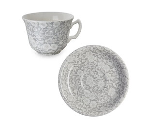 2枚 Burleigh Dove Gray Calico Plate21cm Burleigh Pottery Dove Grey Calico Teacup & Saucer - British Isles