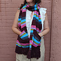 Pink, Blue & Green Scarf With Pockets & Fringe