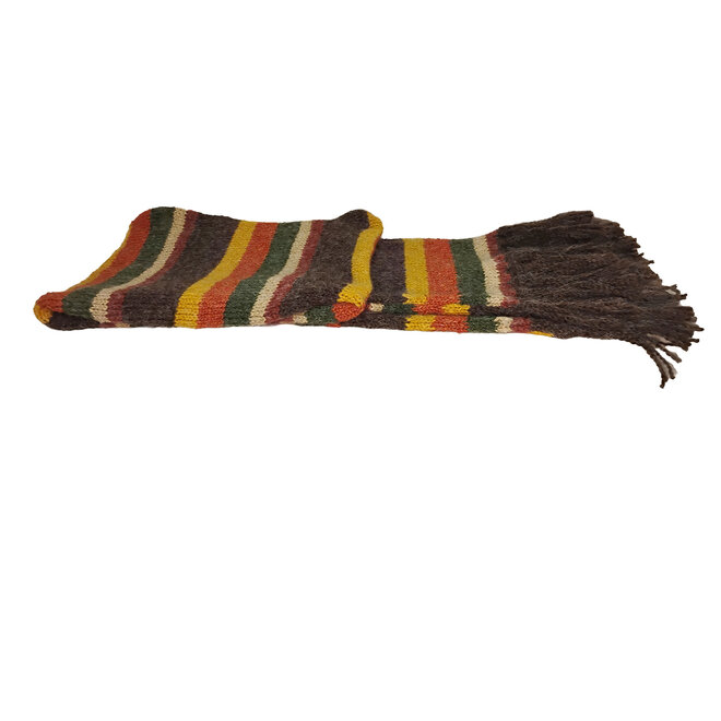Green, Yellow & Orange Scarf With Pockets & Fringe