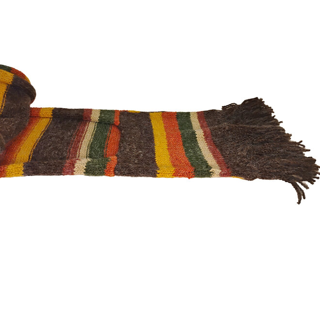 Green, Yellow & Orange Scarf With Pockets & Fringe
