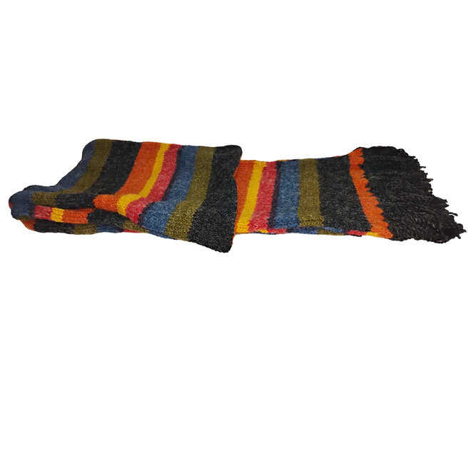 Red, Yellow & Orange Scarf With Pockets & Fringe