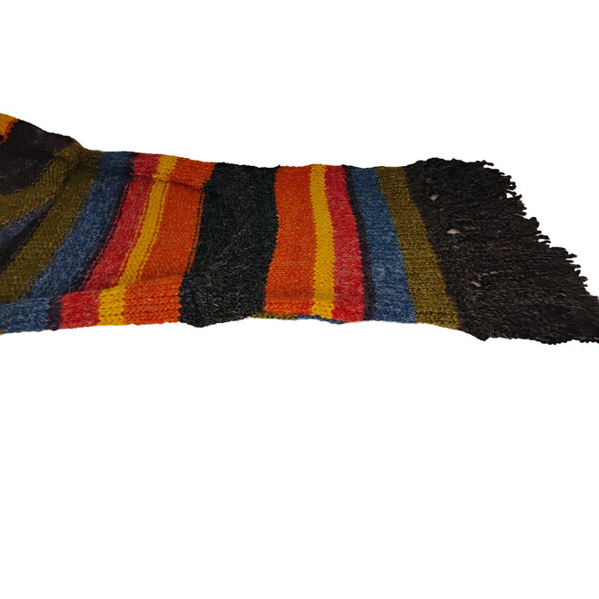 Red, Yellow & Orange Scarf With Pockets & Fringe